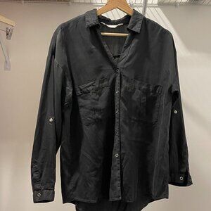 ZARA Z1975 DENIM - 100% Lyocell Button Down Shirt - - Dark Grey - Size S